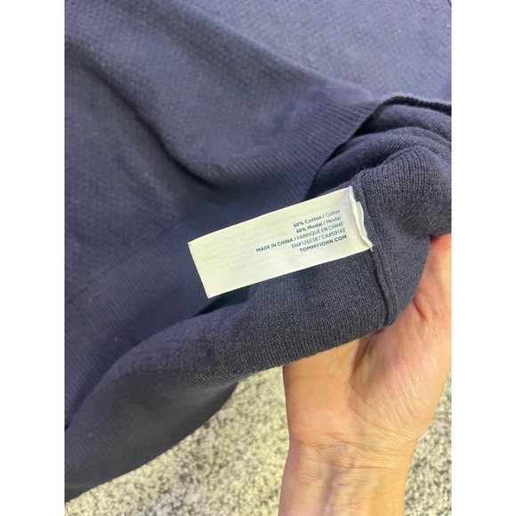 Tommy John Mens Navy Blue Textured Knit Shawl Collar Button Neck Sweater 2XL 2TG - Picture 9 of 11